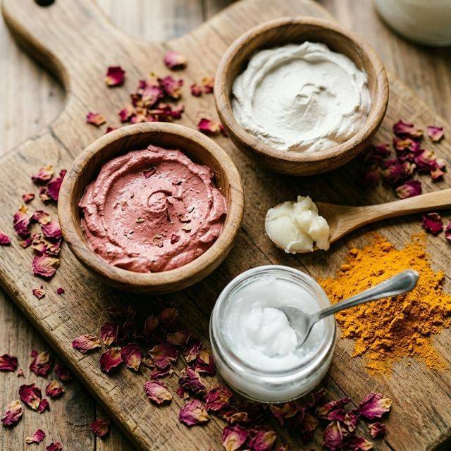 Organic skincare textures and ingredients